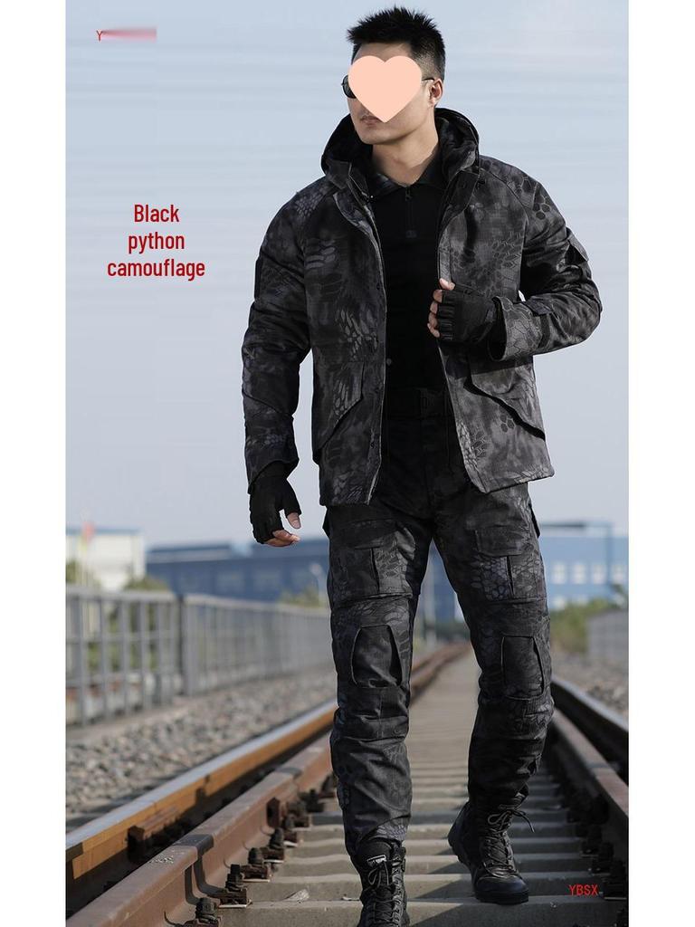 Herren- und Damen-Wasserdichte Camouflage-Taktische Jacke Set - Winddicht, mit Plus-Samt, Verdickt für Herbst und Winter.