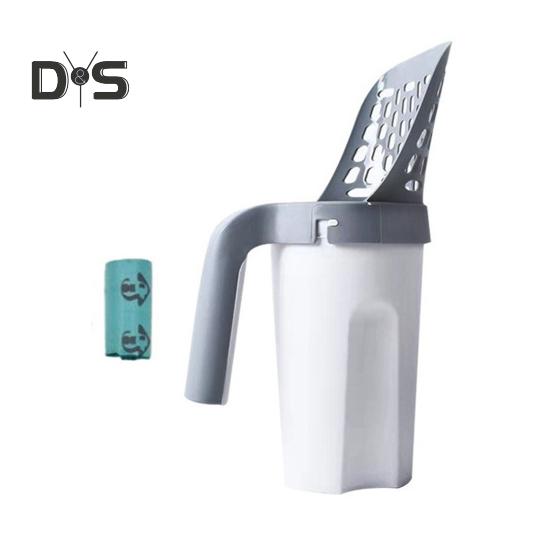 

Совок для кошачьего туалета, переносной держатель для кошачьего туалета с мусорным контейнером, лопата для просеивания кошачьих экскрементов с мешками для отходов для домашних кошек A