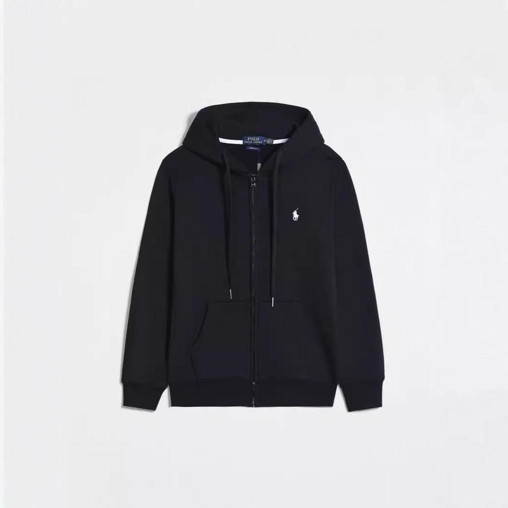 Hanorac cu fermoar pentru bărbați, casual, cu logo cal brodat - Mânecă lungă, culoare solidă, stil primăvară/toamnă