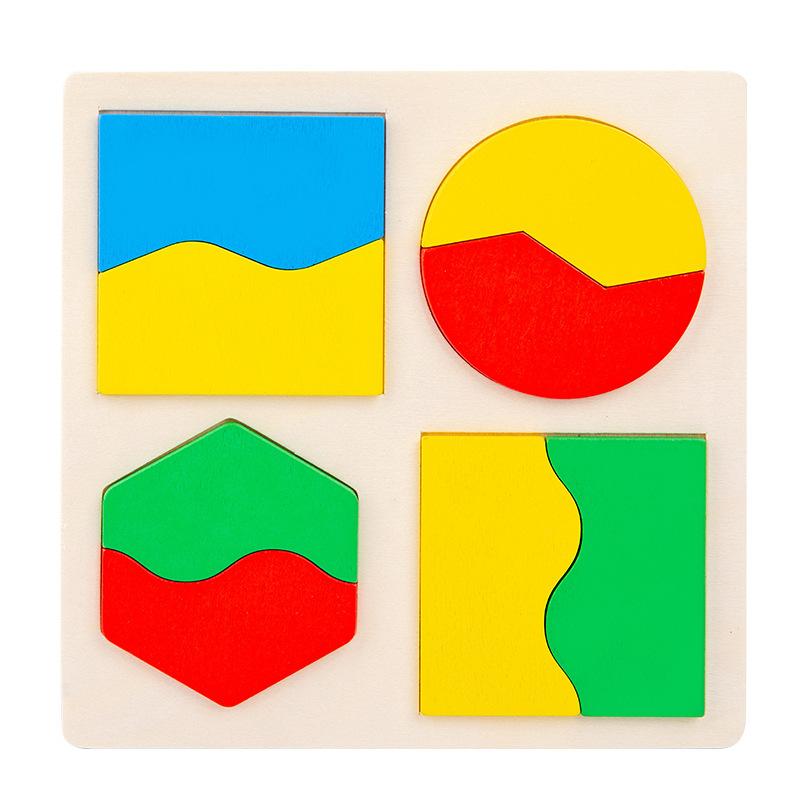 

Baby Educational Montessori Early Learning Kids Colorful Geometric Shape Wooden Puzzle Enlightenment and Cognition Wooden Jigsaw