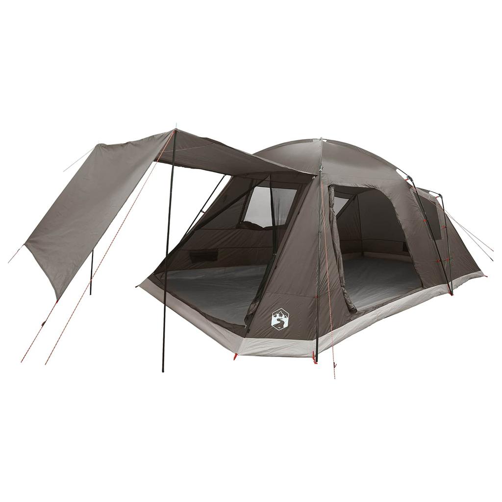 Cabin Tent with Roof Brown and Gray 12 Person Polyester and Steel