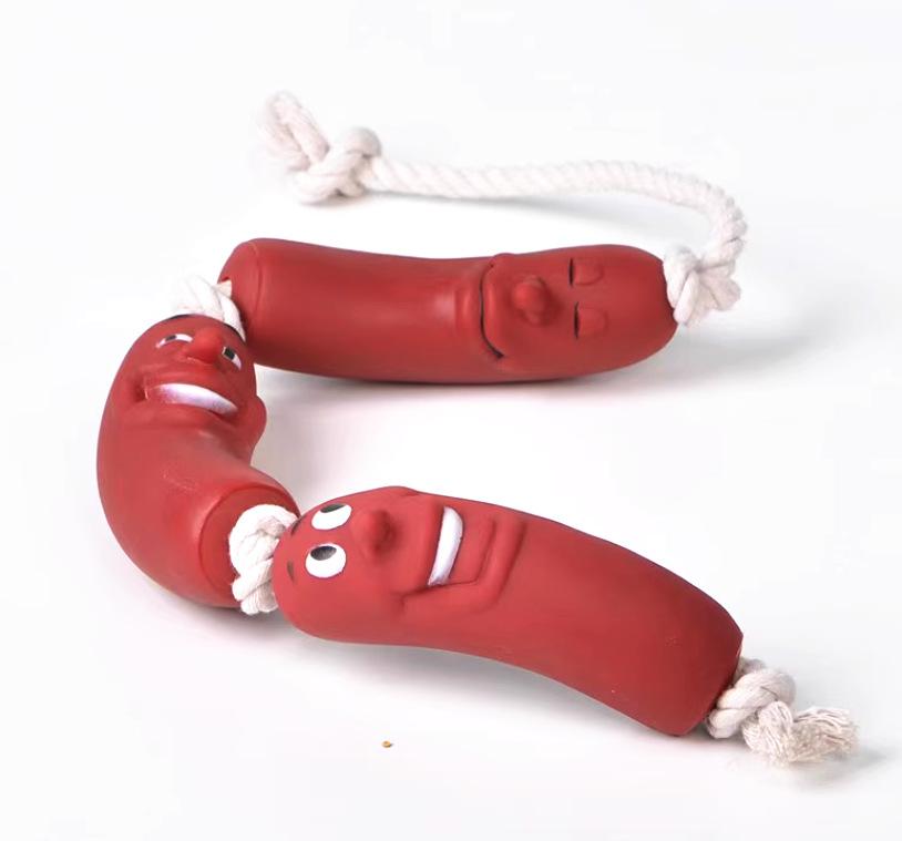 Eco-Friendly Funny Sausage-Shaped Interactive Training Dog Toys Bite-Resistant Grinding Teeth Puppy Chew Toys Pet Supplies