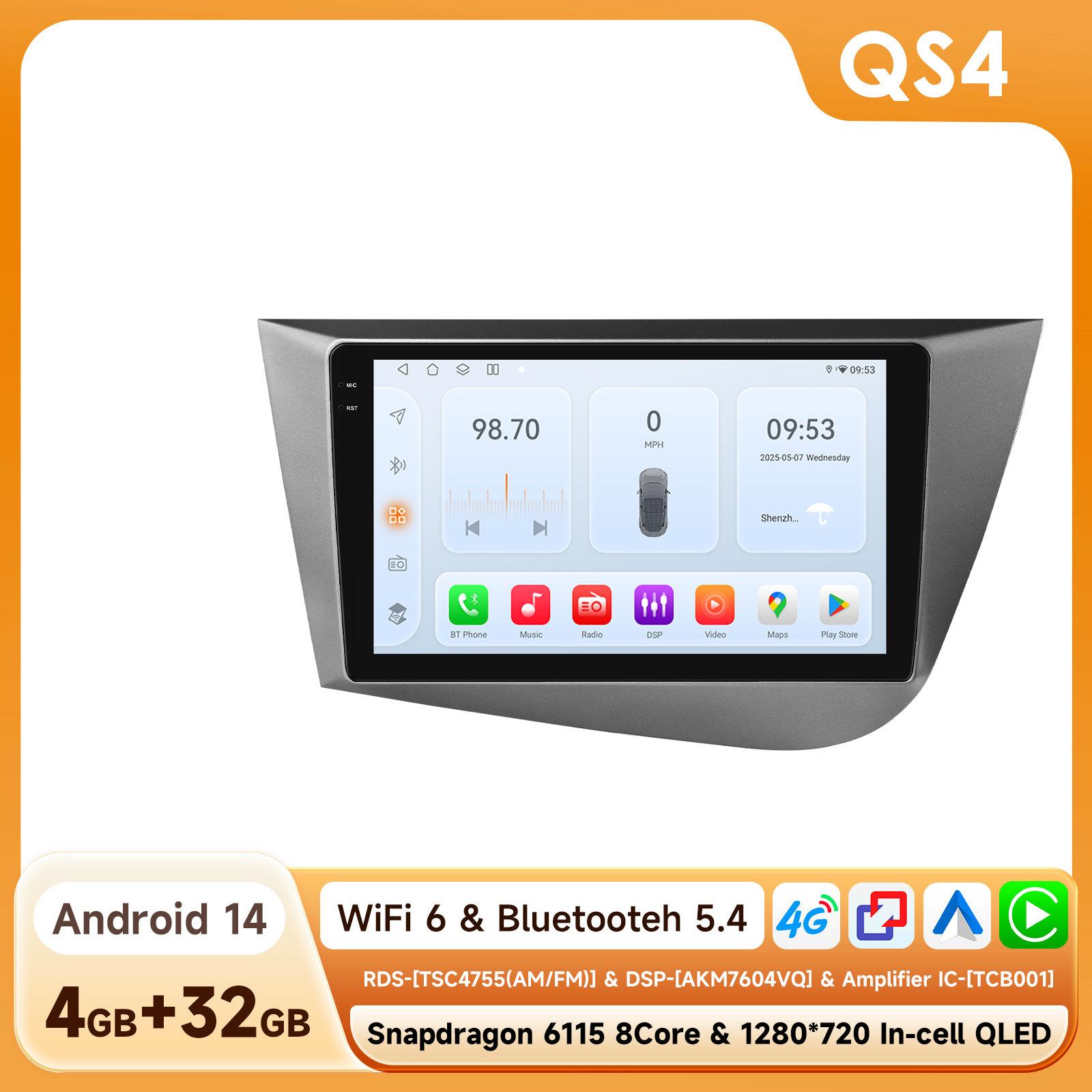 

Ossuret Intelligent Snapdragon 6115 Car Radio for Seat Leon MK2 2005-2012 Intelligent Systems Carplay GPS Navigation Stereo Android Auto 2din BT 4G QS4 8Core 4G 32G