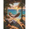 Diamond Painting DIY Hammock Beach Sunset Scenery Painting Kit for Home Room Decoration