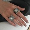 Vintage Square Acrylic Diamond Ring, Fashionable Geometric Imitation Gemstone Ring, Index Finger Ring