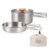 Portable Camping Pan Stainless Steel Cooking Pot Set Foldable Handle with Storage Bag Travel Tableware Picnic Equipment