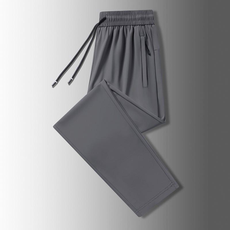 Men's Summer Ice Silk Quick-Dry Elastic Tapered Pants - Lightweight, Versatile, Casual Sportswear