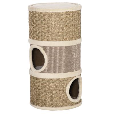 Katzenkratztonne Kätzchen Kletterbaum Turm für Wohnungskatzen Haustiermöbel Klettergerüst mit Sisal und Seegrasseil bezogen Gemütliche Plattform Weicher Plüsch
