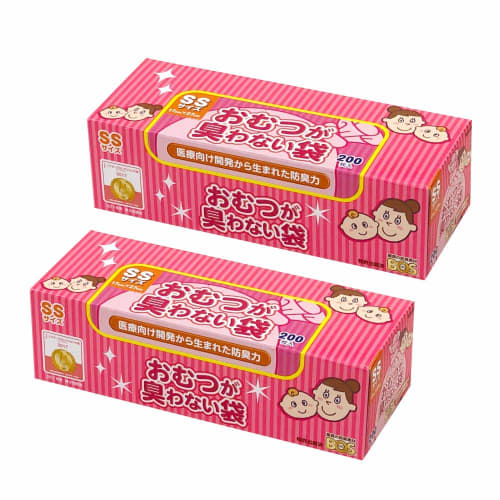 

amazing odor-proof bag bos diaper odor-free bag set of 2 for babies [bag color: pink] ss size 200 pieces