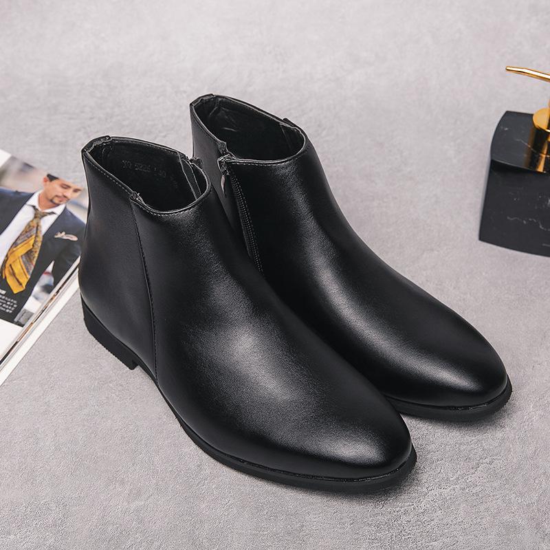 

Foreign trade 2025 large size side zipper high-top leather shoes men s pointed British casual short boots Martin boots Chelsea leather boots 47