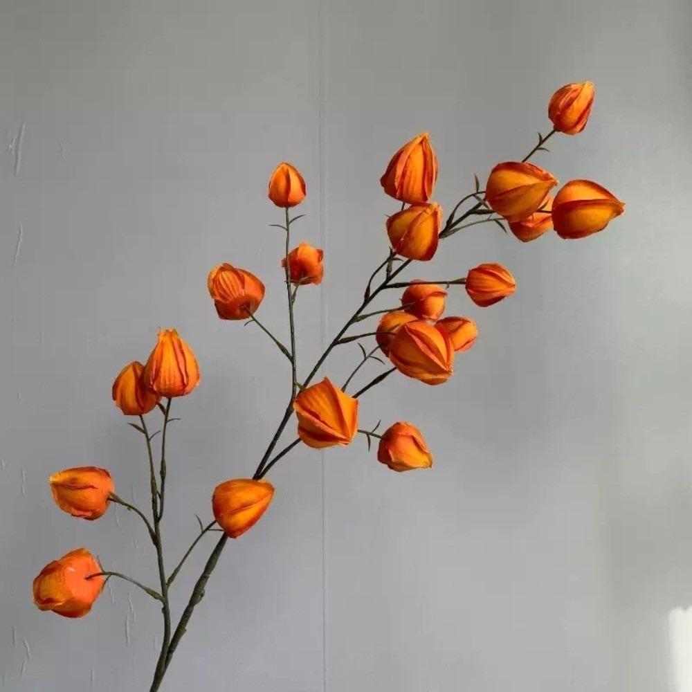 Long Branches Lantern Fruit Branches Lifelike Simulation Flower Branch  Garden Party оранжевый