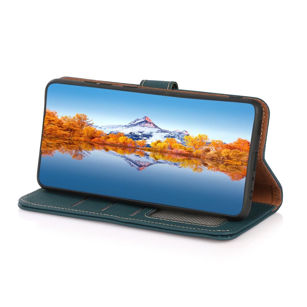 For Sony Xperia 5 VI Wallet Case Genuine Cow Leather Phone Cover RFID Blocking