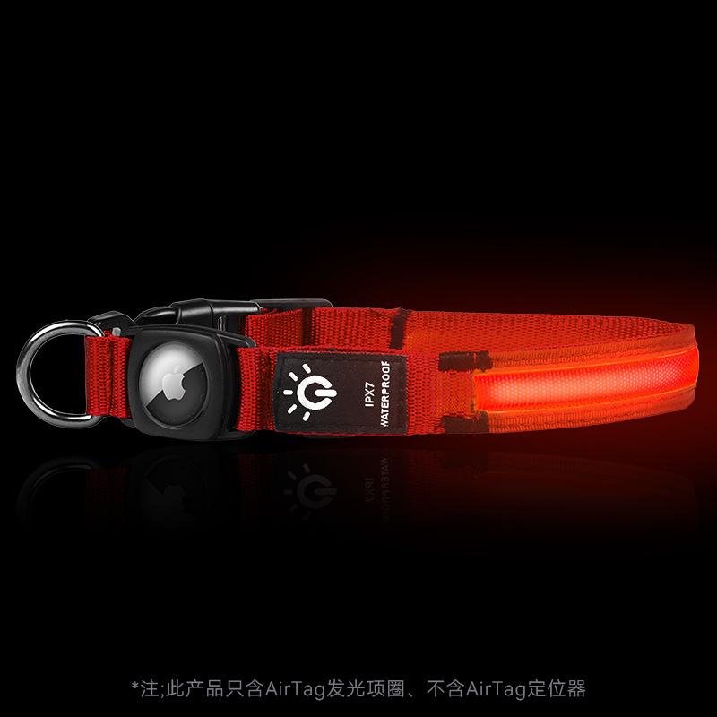 Rechargeable LED Light-emitting Pet Protective Collar with Airtag for Dog Loss Prevention and Tracking, Waterproof