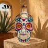Bar Countertop Decoration Skull Shape Glass Whiskey Decanter, 350ml Liquor Bottle with Stopper, 3D Gothic Home Decor, Unique Gift for Men Bourbon