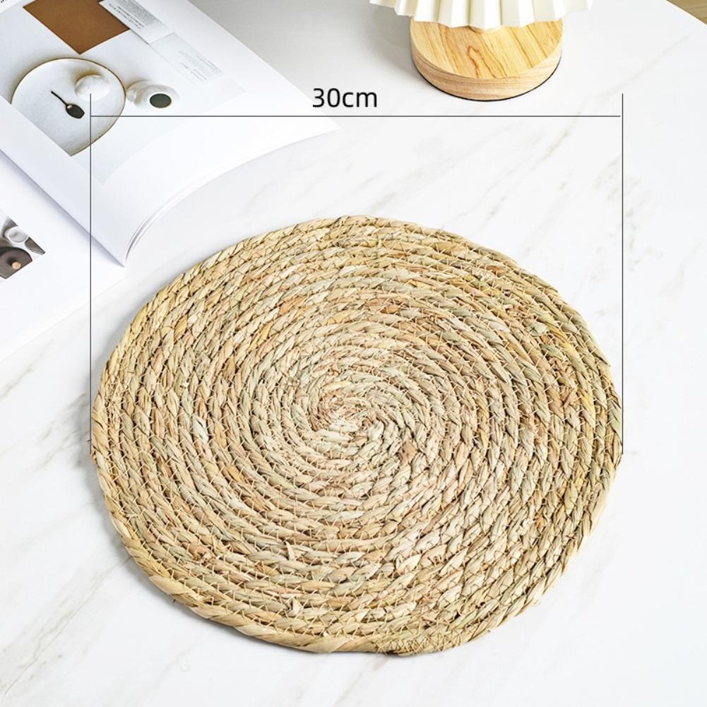 Natural Boho Round Placemats Set of 4 Handwoven Brown Water Hyacinth 12 Inch Table Decor for Dining Table and Everyday Use