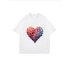 White Oversized T Shirt With Colorful Heart Print For Casual Wear