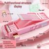 Kaba Bear Double Layer Cute Cartoon Pencil Case with Password Lock - Large Capacity for Students