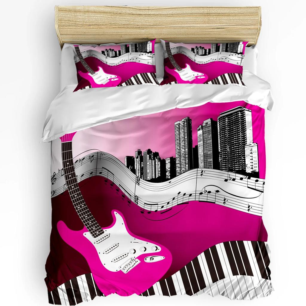 Colorful Guitar Rock Music Splash Art Duvet Cover 3pcs Bedding Set Home Textile Quilt Cover Pillowcases Bedding Set No Sheet