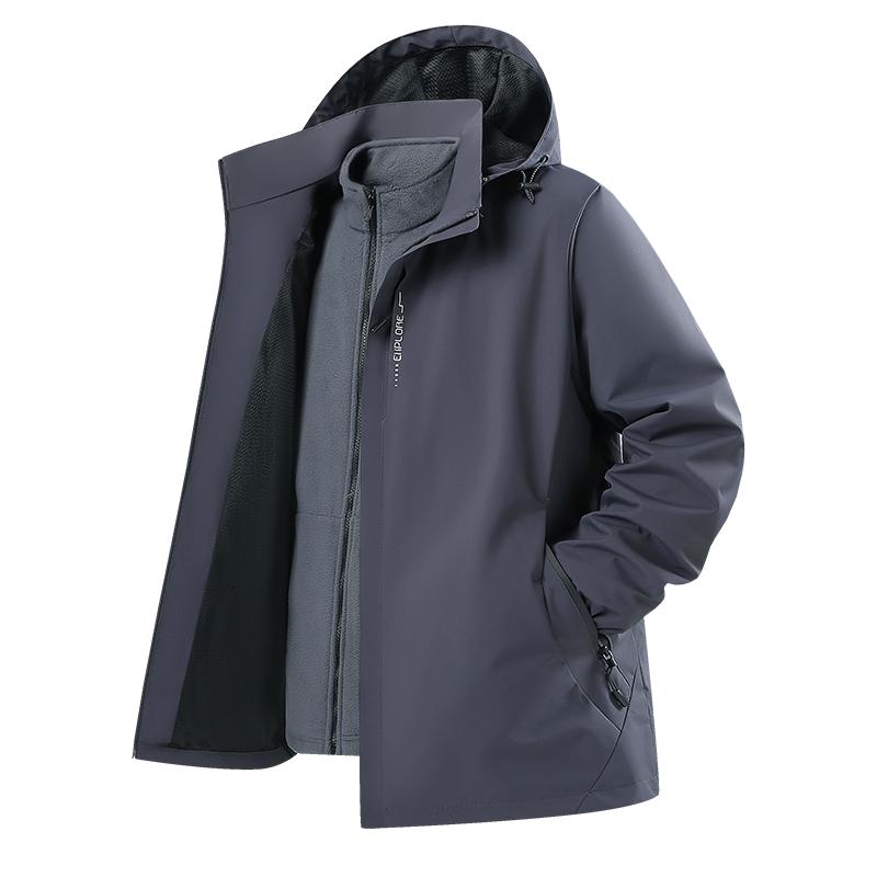 Outdoor Assault Suit for Men In Autumn and Winter, Detachable, Windproof, Outdoor with Thick Fleece Jacket, Hiking Suit