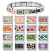 Fashion Colorful Flowers Heart Star Watermelon Butterfly Leaves Italian Charm Links Fit 9mm Stainless Steel Bracelet DIY Making