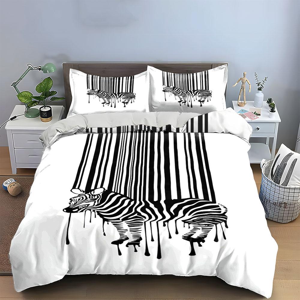 Melting zebra barcode design. Bedding sets Duvet cover sets Duvet covers Pillowcases(1*Duvet Cover 2*Pillowcases without duvet insert)