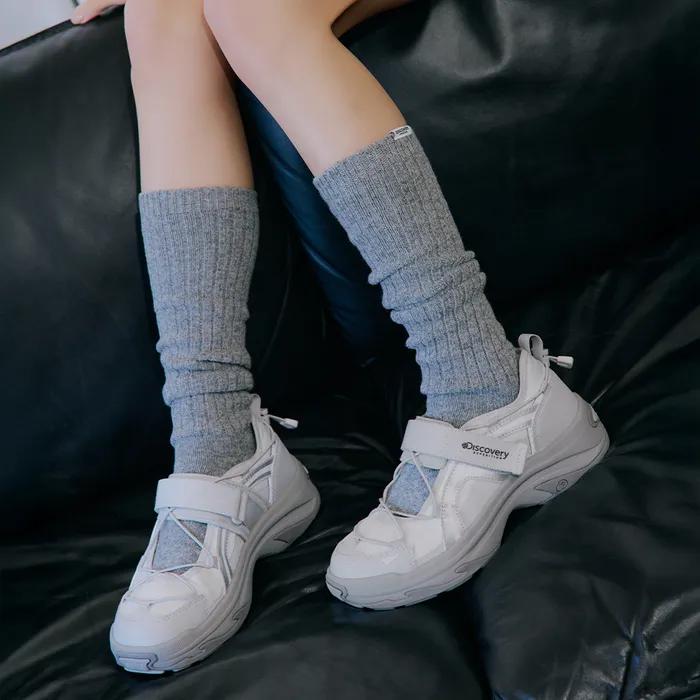Ribbed Knee Socks (M/GREY)