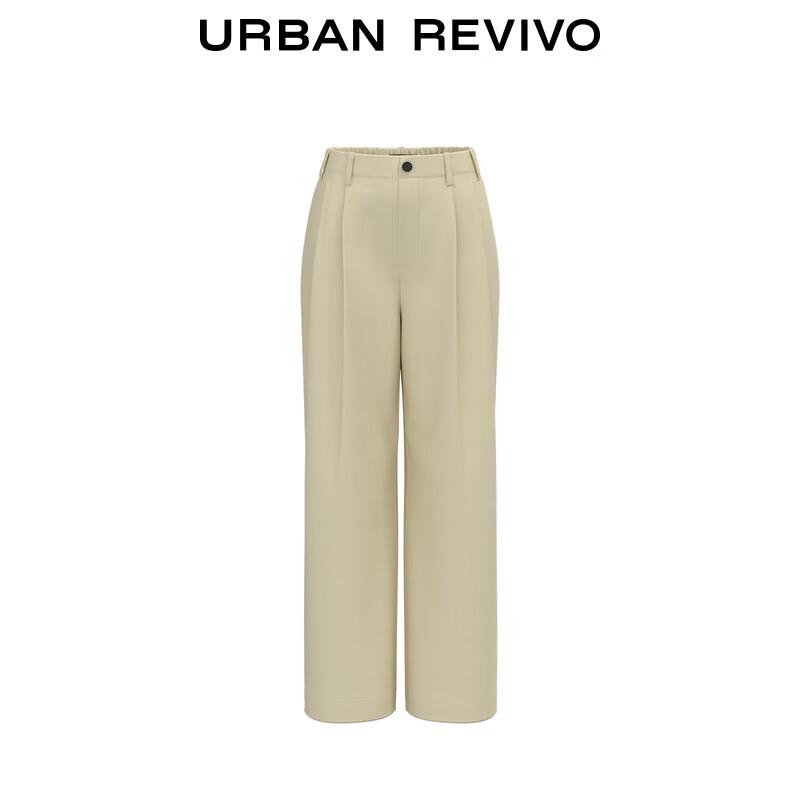 UR 2025 Autumn Women's Elastic Waist Pleated Wide-Leg Pants