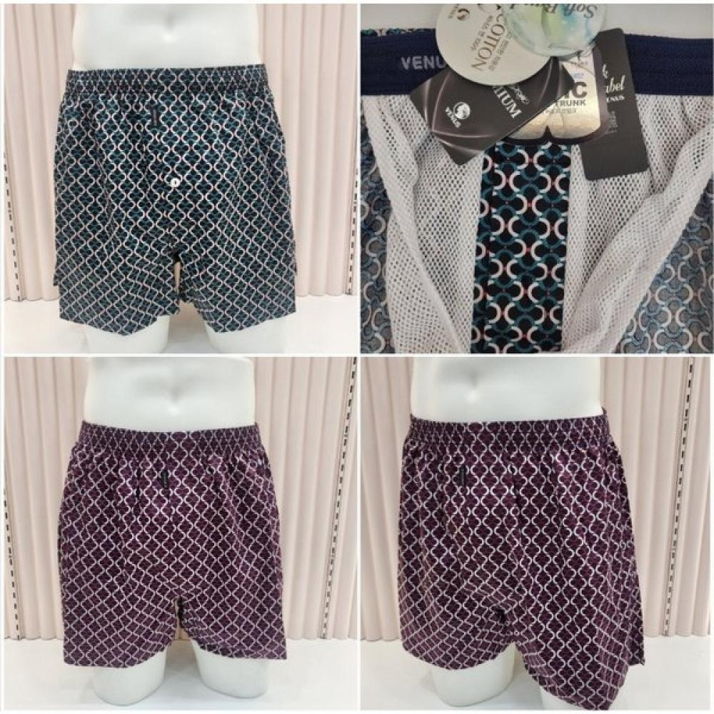 

Venus Soft Touch 100s Cotton Geometric Print Trunk With Net 2pcs Vmp1923mset Wine/wine/110