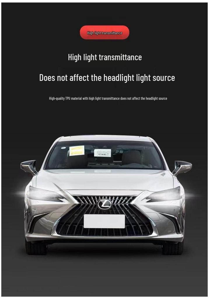 Compatible Smoked Headlight Film for Lexus ES200/IS/NX200/RX300 - Light-Controlled Color-Changing