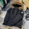 New Big Fur Collar Down Jacket Women's Medium and Long Loose Thickened Hooded Tooling Pie To Overcome Couple's Coat