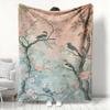 Vintage Bird Peony Flannel Printed Blanket Suitable for All Seasons Suitable for Living Room Office Sofa and Travel