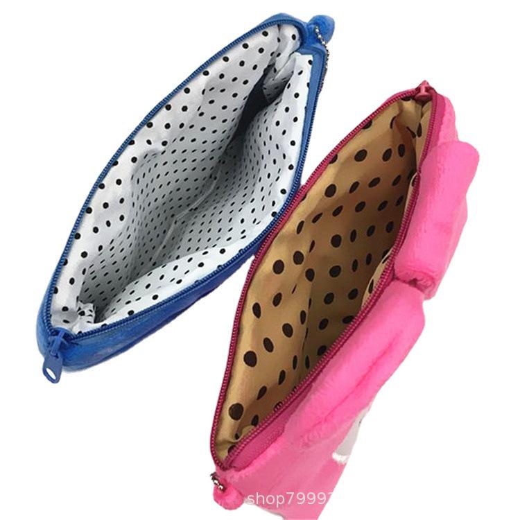 Cartoon Anime Plush Makeup & Pencil Case: Cute Stitch and Pink Panther Storage Bag