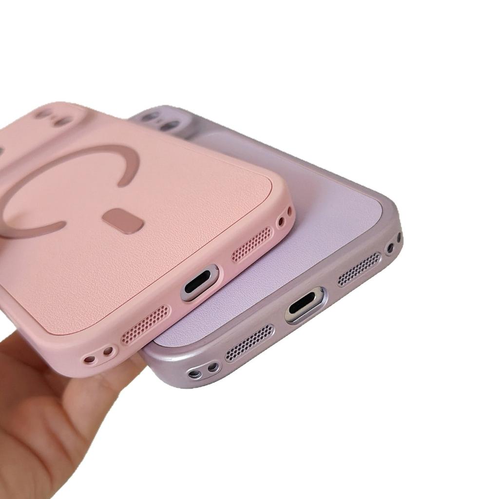 17 Applicable to iphone16promax solid color magnetic mobile phone case 15pm Apple 14promax anti-drop protective case