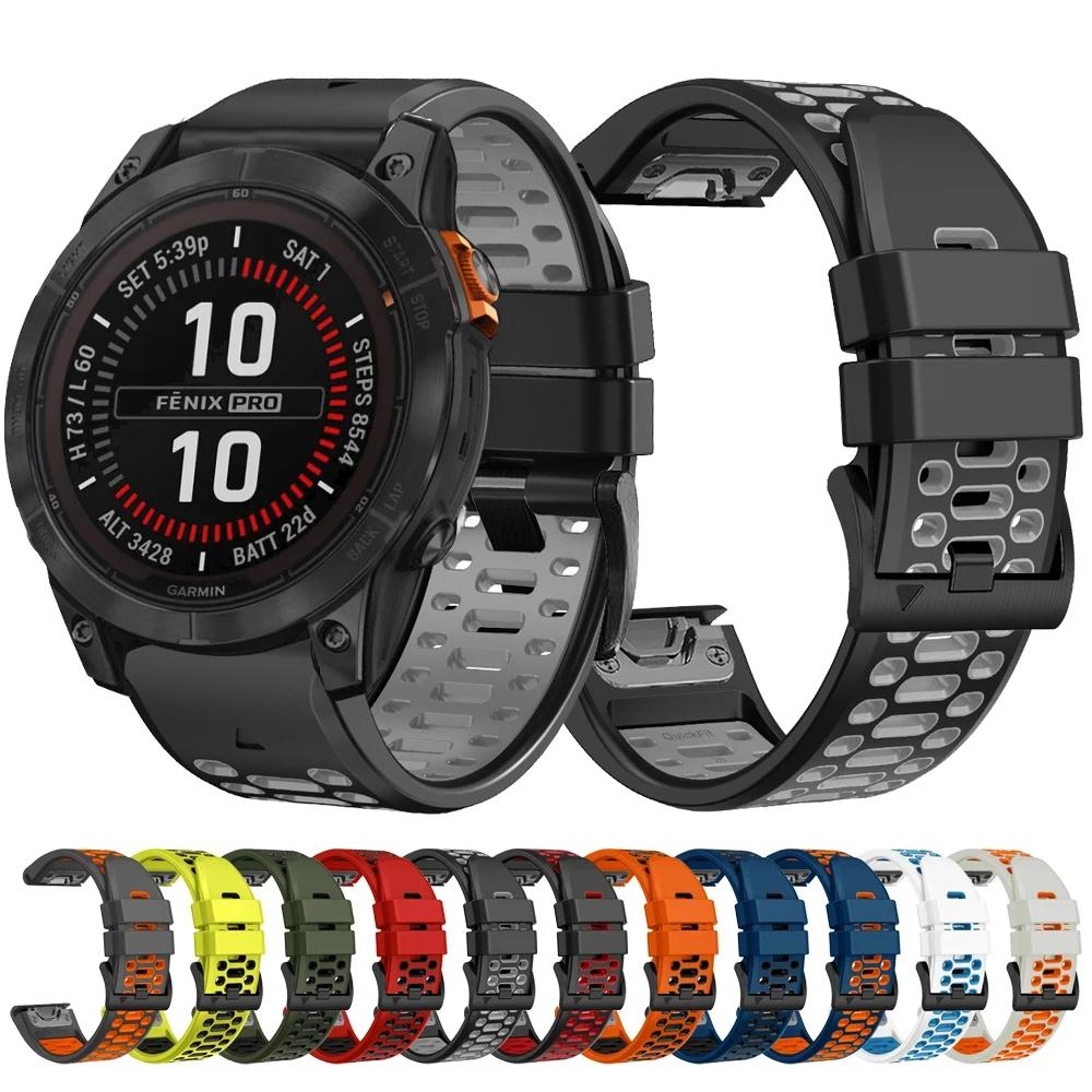 QuickFit 22mm 26mm Prodyšný silikonový řemínek Pro Garmin Fenix 7X 7 6X Pro 5 5X Plus/Epix 2 47mm 51mm Tactix 7 Náramek Řemínek k hodinkám