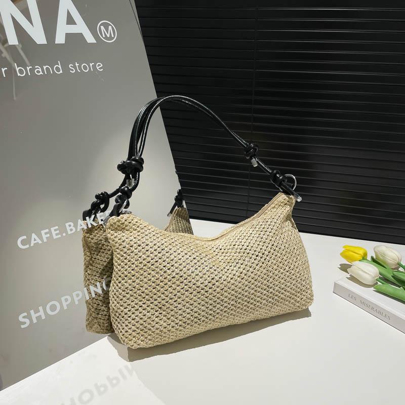 Summer Ladies Straw Bag Fashi Woven Rattan Handmade Braid Tote Large Capacity Summer Beach Handbag for Women Girls
