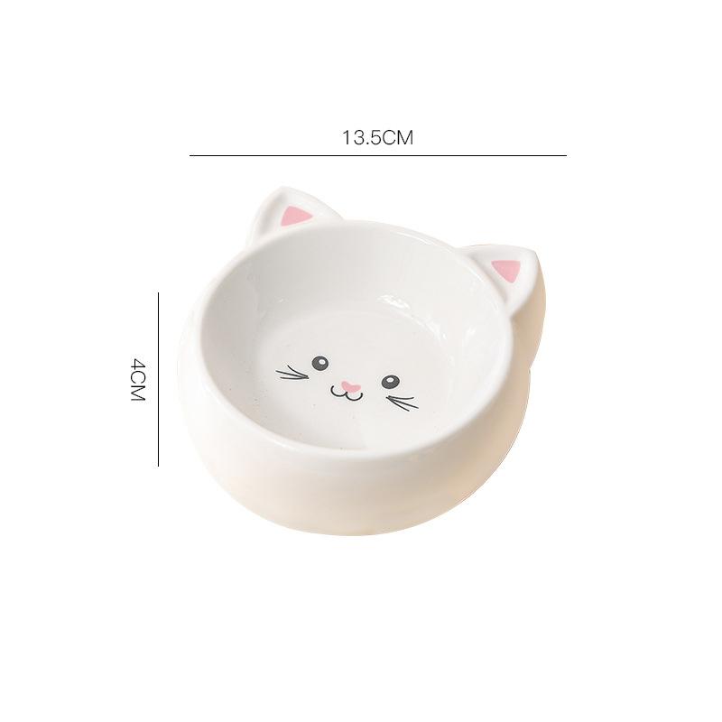 

Creative Ceramic Drinking Water Food Bowls, Anti Overturning Neck Protection, Flat Mouth, Large caliber, Cat Bowl, Supplies, 1Pc