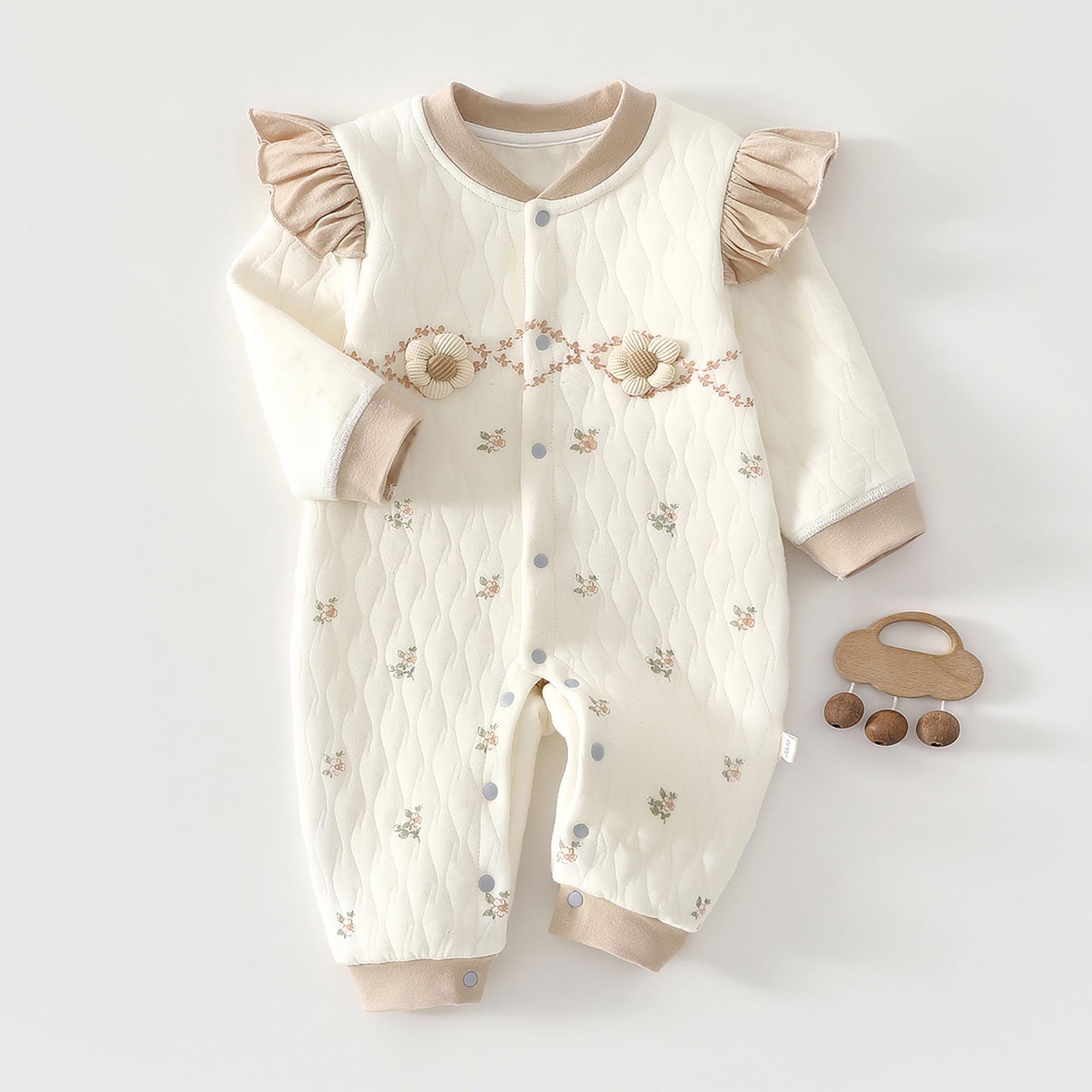 Thick Padded Baby Jumpsuit: Warm Three-Layer Newborn Romper for Spring & Autumn 80 cm