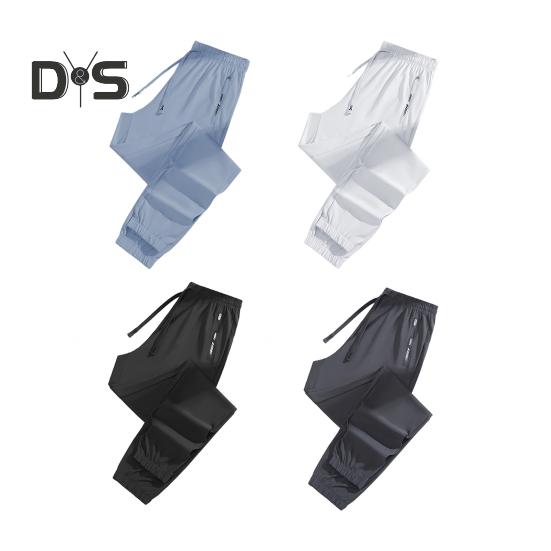 Spodnie sportowe Unisex Stretch Quick Drying Ice Silk Stretch Active Pants ze ściągaczem Casual Baggy Jogger z kieszeniami do wędrówek pieszych i podróży