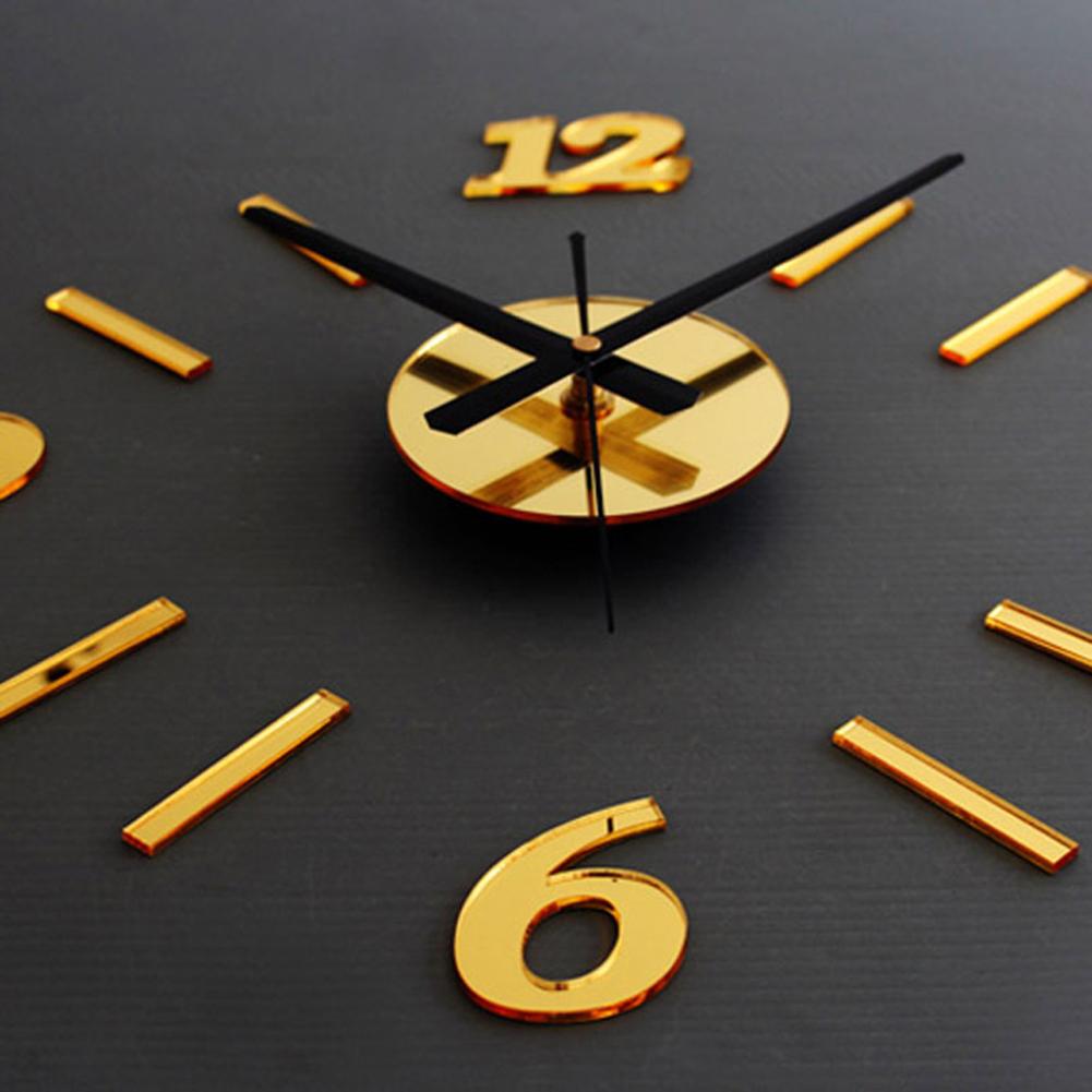 DIY 3D Acrylic Mirror Wall Clock Creative Wall Stickers Europe Quartz Living Room Clock Home Decoration High Quality