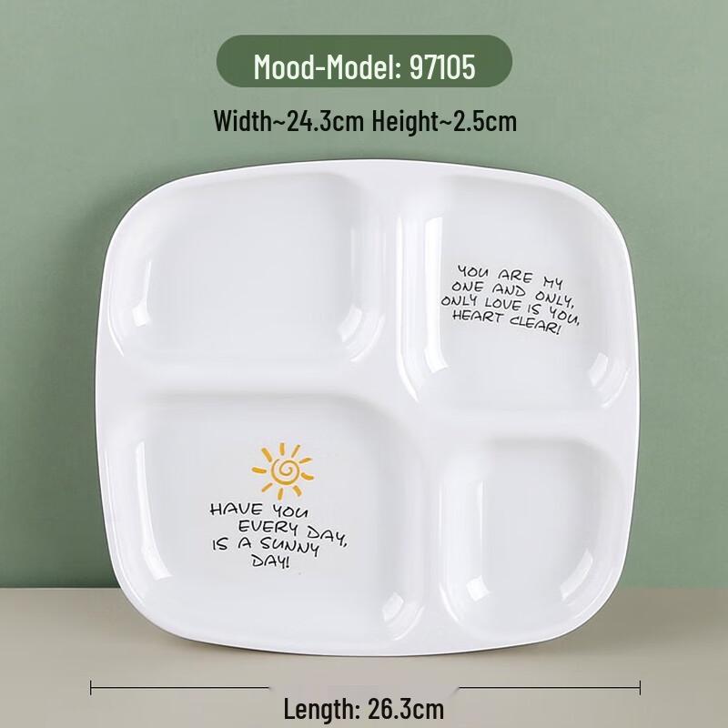 Commercial Melamine 4-Compartment Canteen Tray
