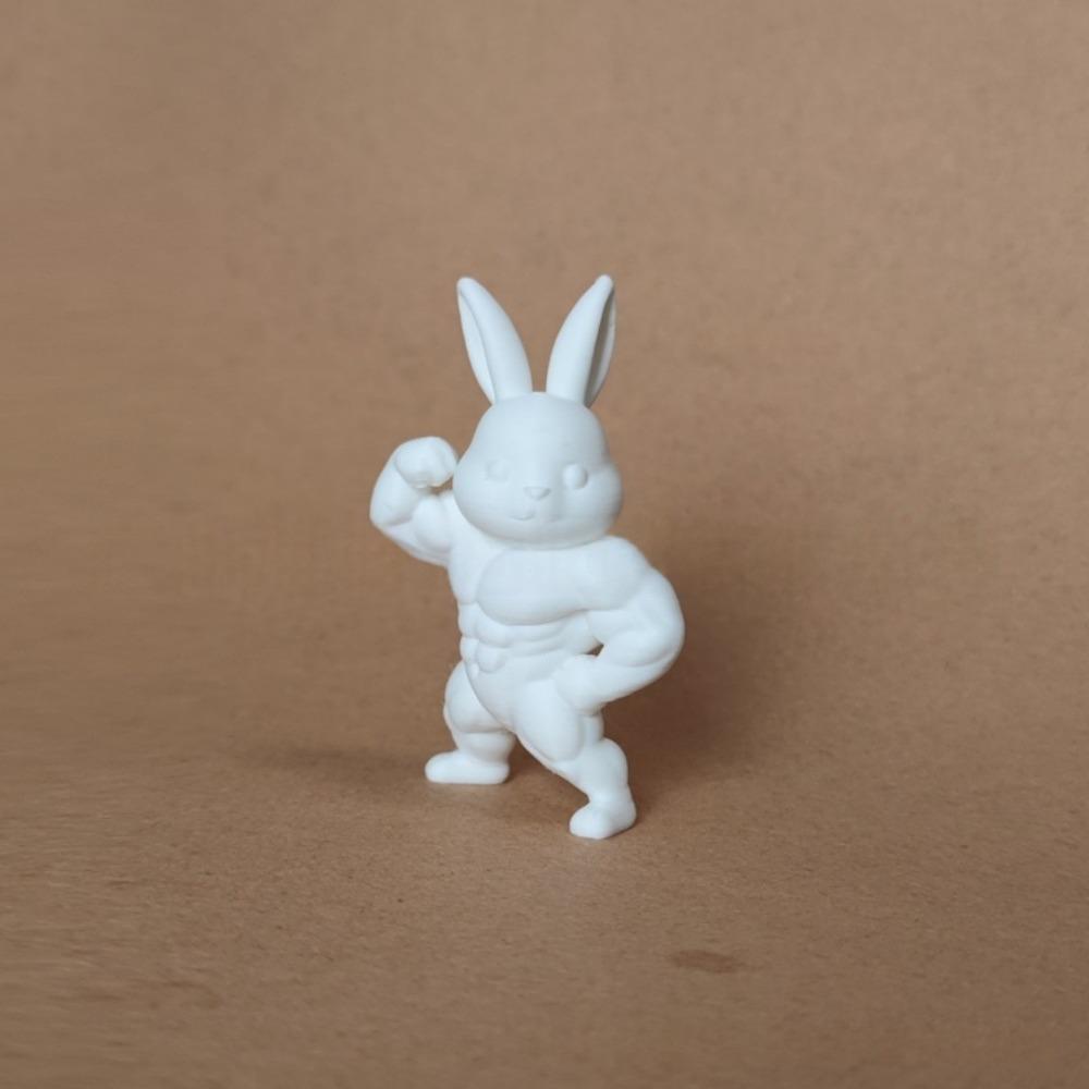 Cute Easter Fitness Rabbit Plastic Small Rabbit Ornament Muscular Rabbit Statue Home Desk Decor