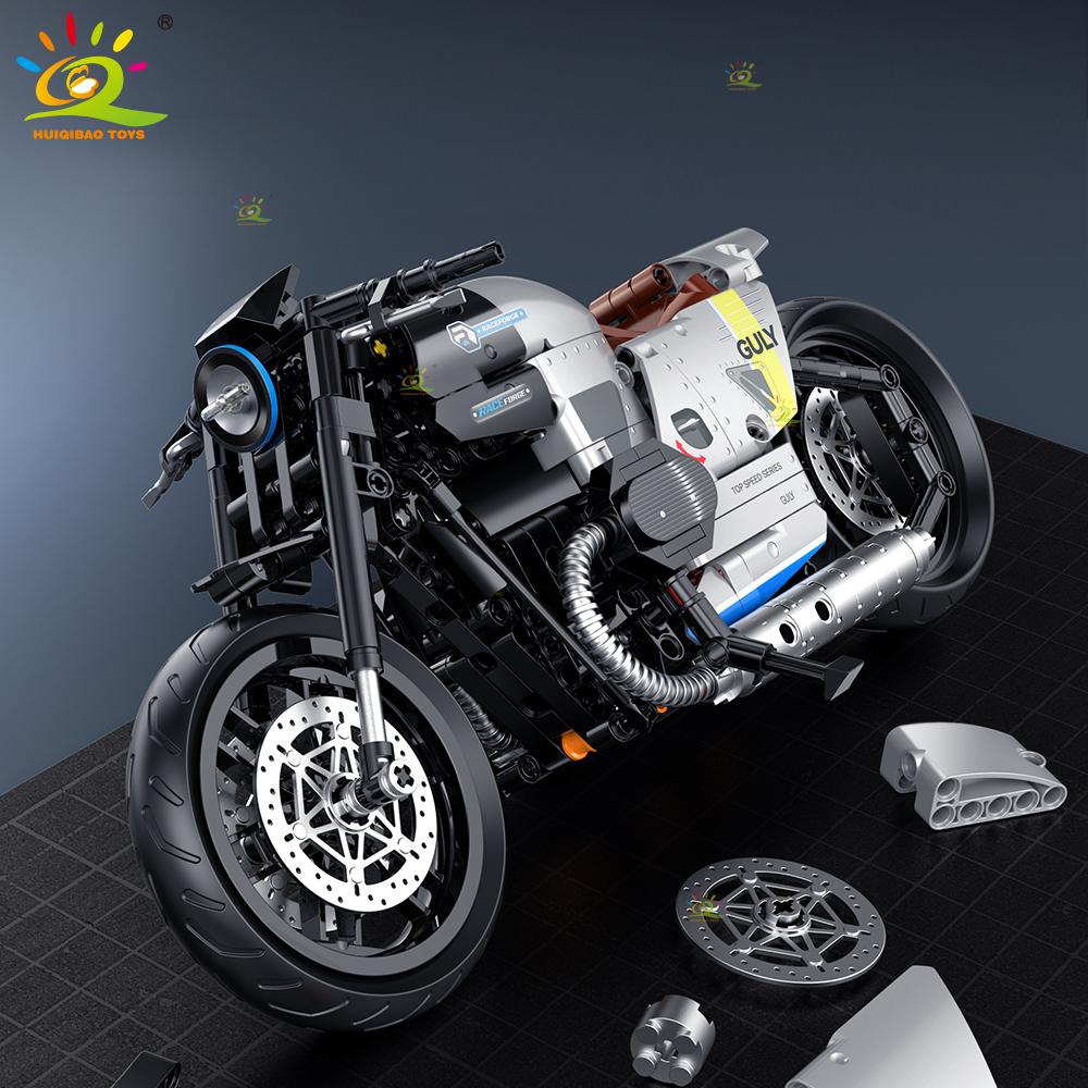 1:8 Blocuri de Construcție Motociclete Clasice Model High-tech Racer Moto Oraș Cărămizi Jucărie pentru Copil Băiat Copii Adult Set Mașină MOC