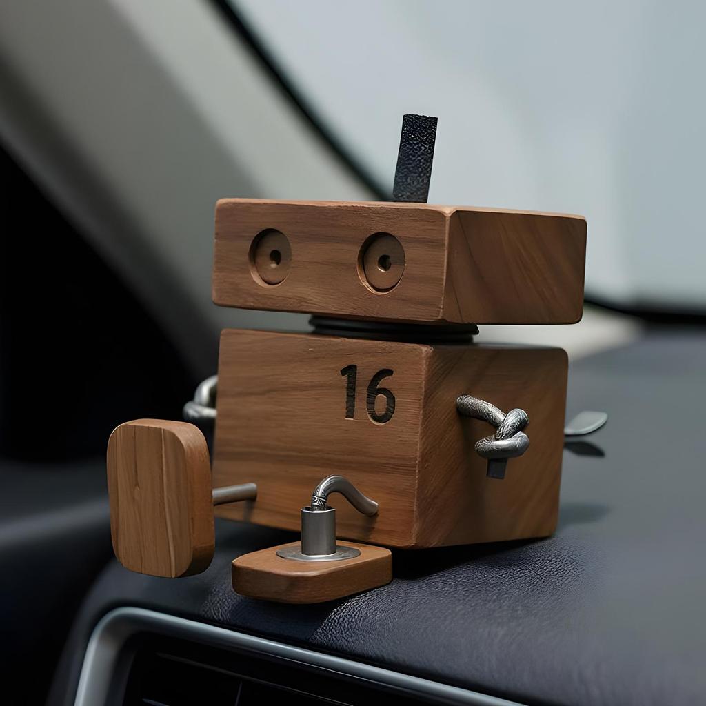 Car Dashboard Ornament Shaking Feet Wooden Doll Playful Auto Motion-Activated Funny Wood Desktop Decor Wooden Aromatherapy Box