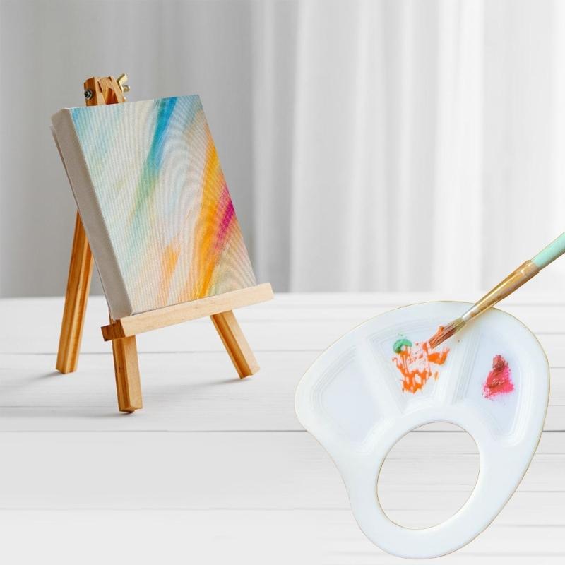 3 Color Mixing Tray Miniature Handheld Finger Painting Palette For Watercolor Oil Acrylic Paint With Thumb Hole Design