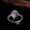 Gorgeous 925 Sterling Silver Flower Design Ring Natural Opal Emerald Real Gemstones Fine Jewelry for Women's Anniversary Gifts