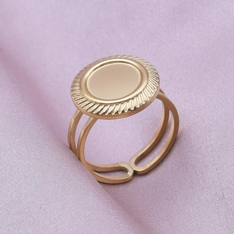 Klassisk Retro Öppningsbar Justerbar Ring Oregelbunden Geometri Hjärta Ellips Vattendroppe Glänsande Rostfritt Stålringar Semesterpresent