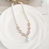 French Retro Colored Glass Pearl Clavicle Necklace