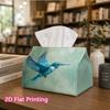 1pc, 2d Flat Printing, Tissue Box Beautiful Blue Hummingbird Pattern Printed Tissue Box, Suitable for Vacation Home Decoration, Kitchen, Living Room,