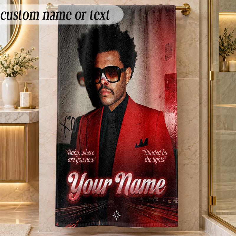 Beach TowelThe Weeknd Custom Name Text Personalized Soft Towel for Beach Pool Indoor Home Decor Gift
