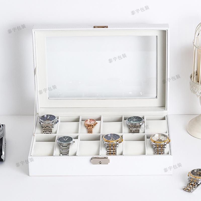 White Wooden 12-Slot Watch and Jewelry Display Case